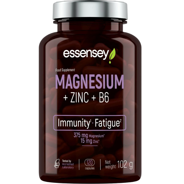 Essensey Magnesium + Zinc + B6 â Immune & Energy Support | 60 Servings | 120 Capsules