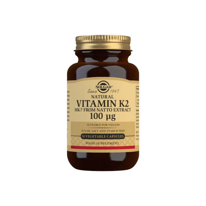 Solgar Natural Vitamin K2 (MK-7) 100 ”g Vegetable Capsules Pack of 50