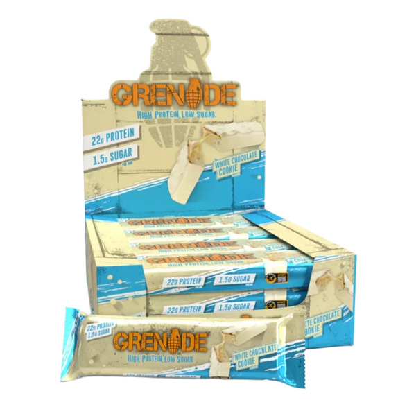 Grenade Protein Bar - 12x60g / White Chocolate Cookie - Protein Bars