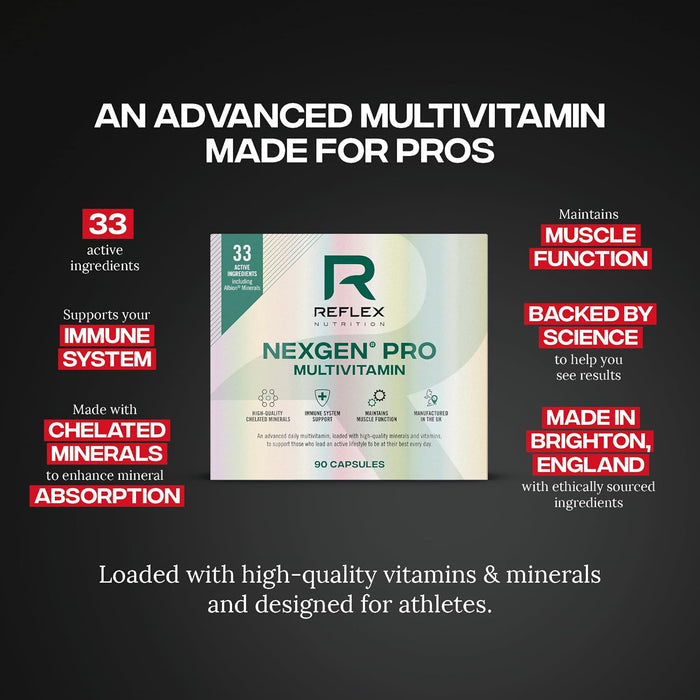 Reflex Nutrition Nexgen Pro Daily Vitamins enthält 33 Wirkstoffe, einschließlich Grüntee-Extrakt (90 Kapseln)