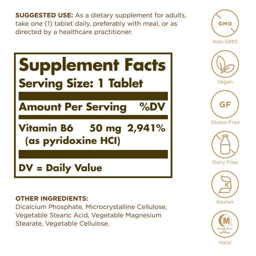 Solgar Vit B6 50mg 42x100 TAB