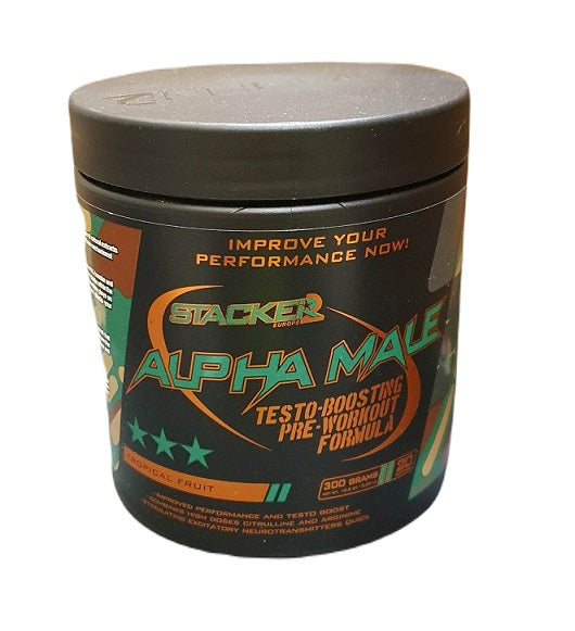 Stacker2 Europe Alpha Male - 300 grams - Tropical Fruit - Pre & Post Workout at MySupplementShop by Stacker2 Europe